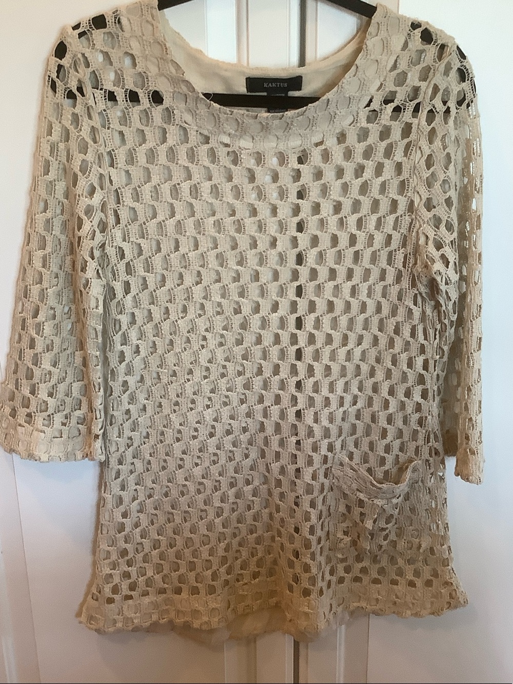Kaktus Open Knit Crochet Tunic in Cream